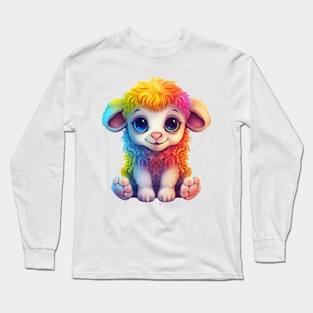 Rainbow Baby Sheep Long Sleeve T-Shirt by Chromatic Fusion Studio